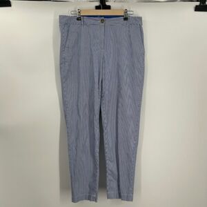 Talbots The Weekend Chino Pants‎ Womens 10 Blue White Seersucker Stripe Stretch
